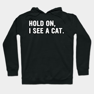 Hold on, I see a cat Funny Hoodie